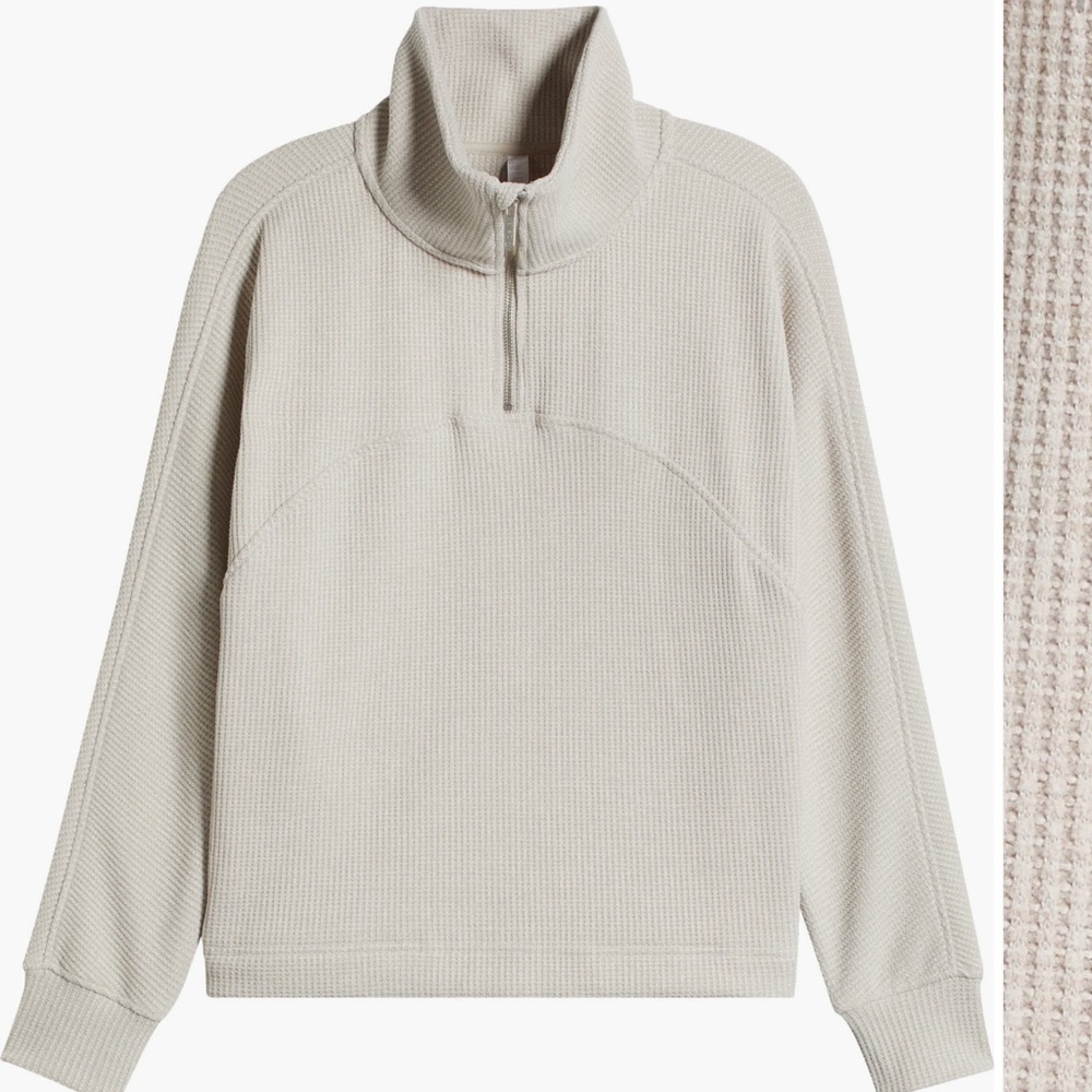Zella Cream Quarter-Zip Sweater Waffle Knit